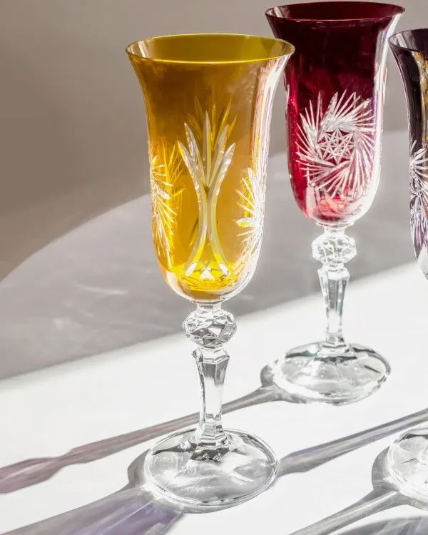 Crystal Julia Kieliszki kryształowe do szampana prosecco kolorowe 6 sztuk Młynek