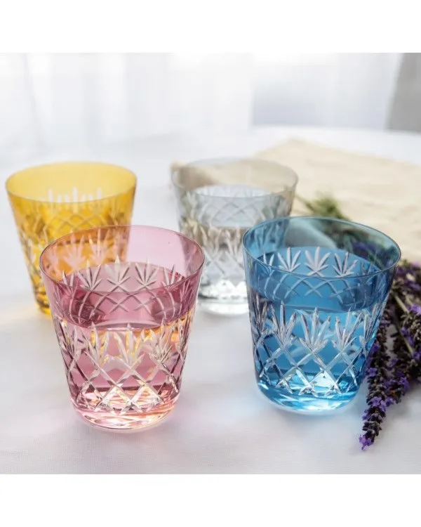 Crystal Julia szklanki do whisky 4 sztuki kolorowe Ananas