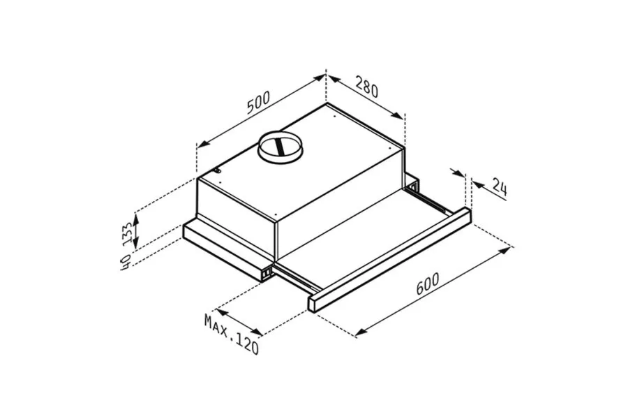 Pyramis Okap kuchenny Pyramis SLIDING POWER SLIM WHIT 60 cm.