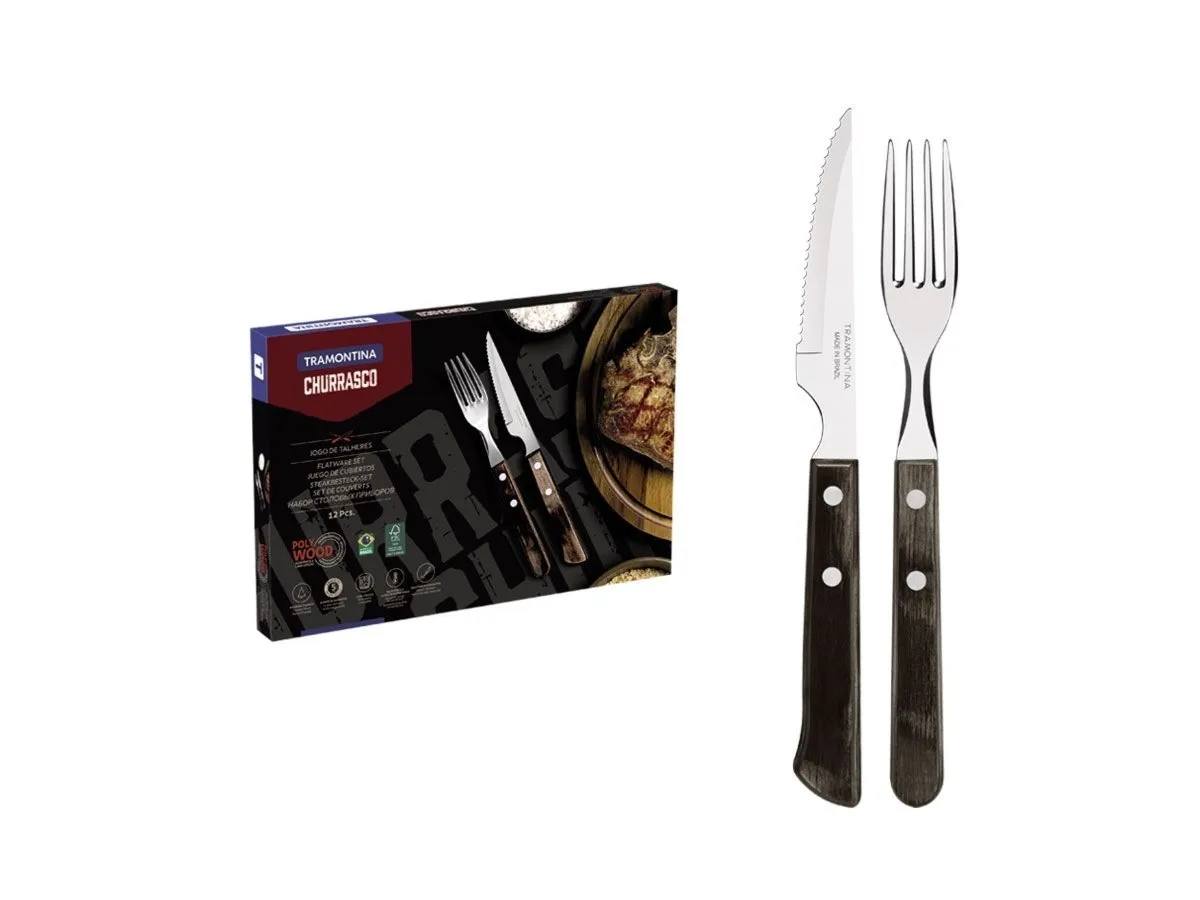 Tramontina POLYWOOD FSC SET POSATE CARNE/BBQ 12 PZ 21199/909 Brown
