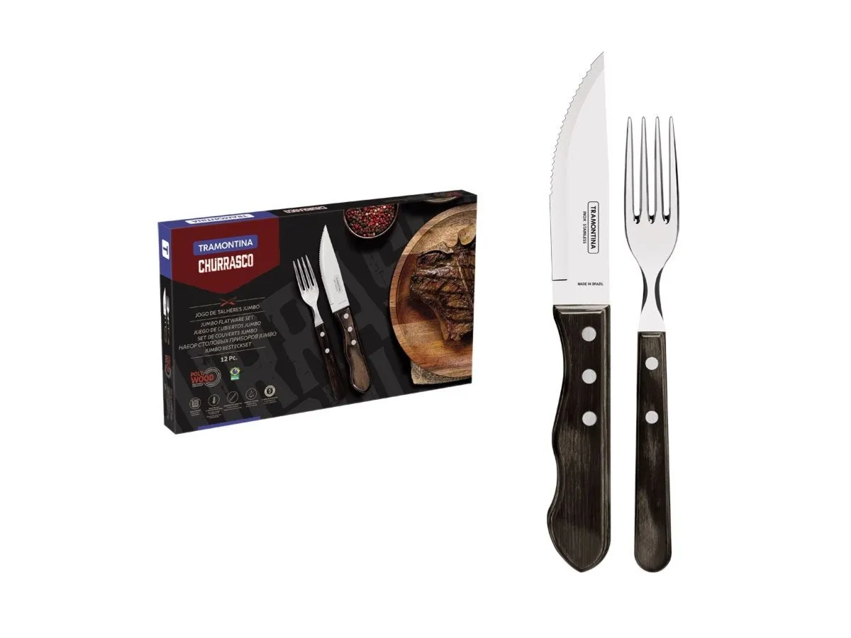 Tramontina POLYWOOD FSC SET POSATE CARNE/BBQ 12 PZ 21199/996 Brown