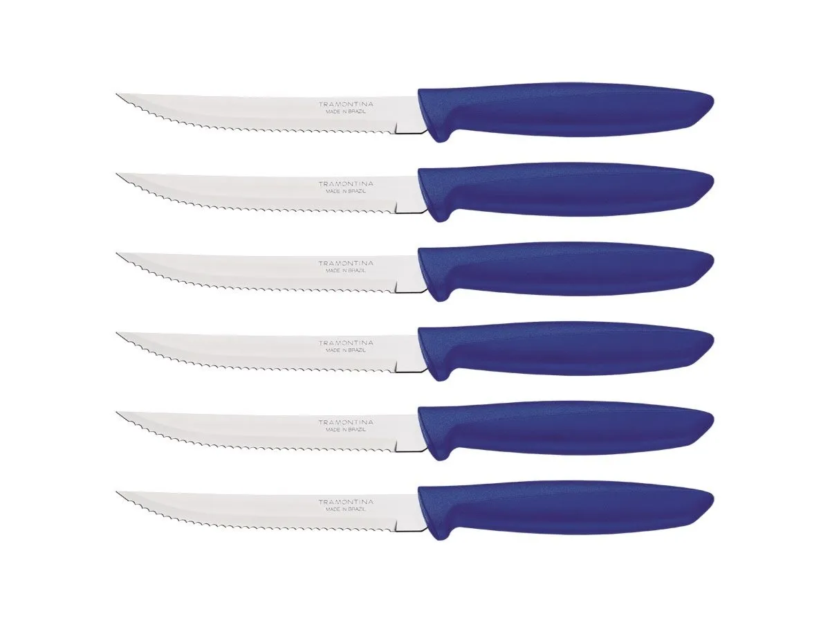 Tramontina PLENUS SET 6 PZ CARNE DENTATO (Meat Knife serr) CM.12 23498/154 Blue