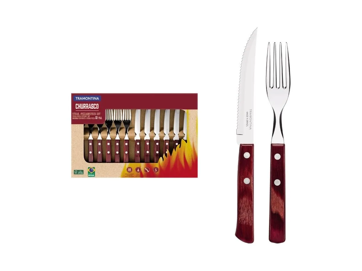 Tramontina POLYWOOD FSC SET POSATE CARNE/BBQ 12 PZ 29899/219 Red