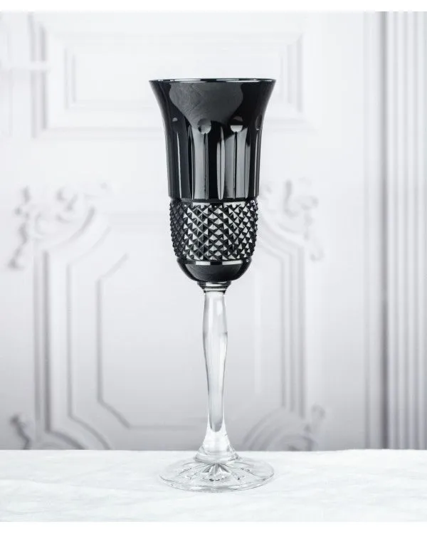 Crystal Julia Kieliszki do szampana prosecco 6 sztuk czarne szlif francuski