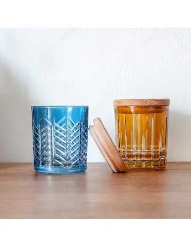 Crystal Julia Pojemnik kryształowy z bukowym deklem w kolorze błękitnym