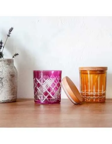 Crystal Julia Pojemnik kryształowy z bukowym deklem w kolorze różowym