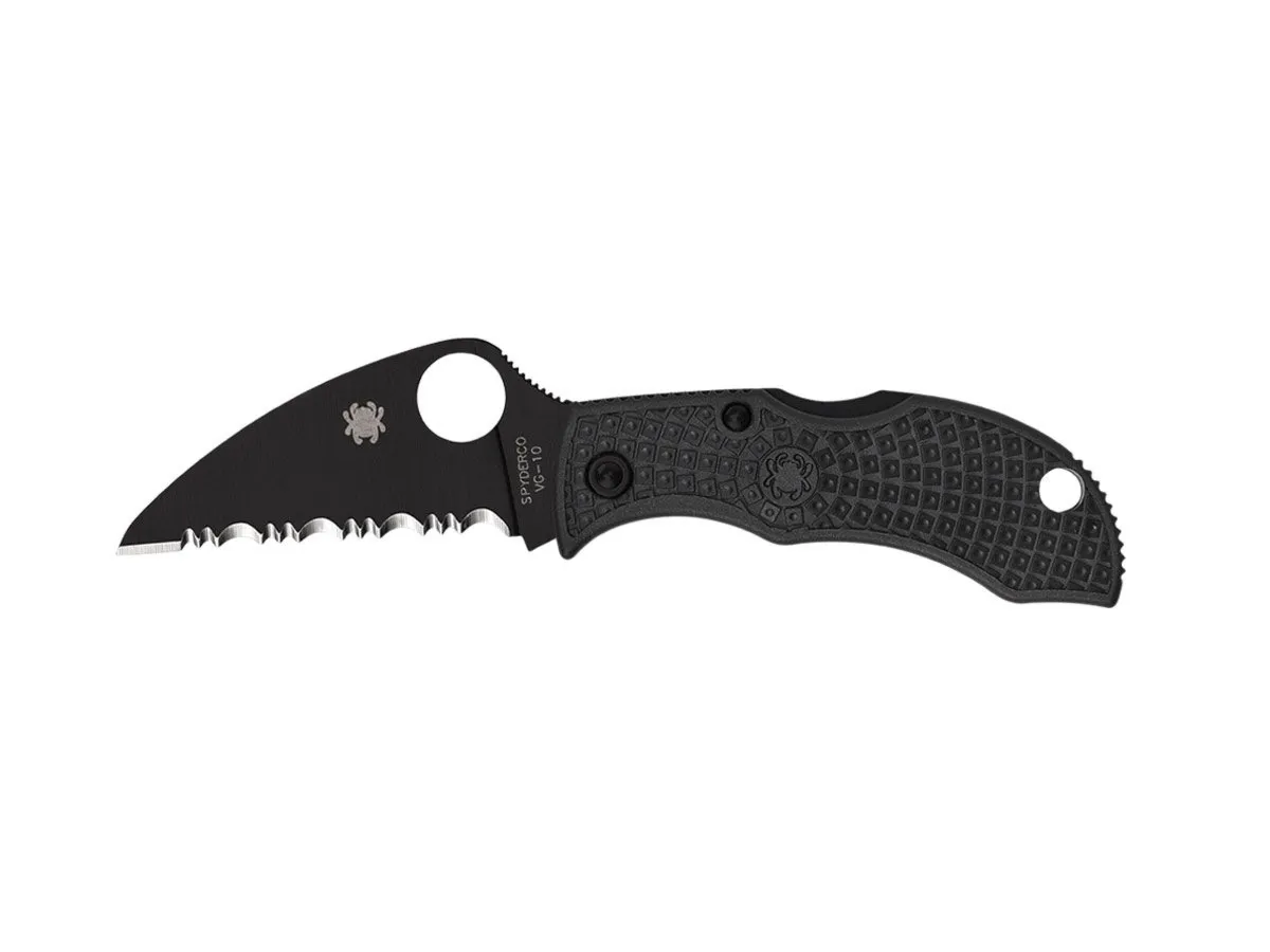 Spyderco MANBUG FRN BLACK WHARNCLIFFE BLACK BLADE SERRATED MBKWSBK