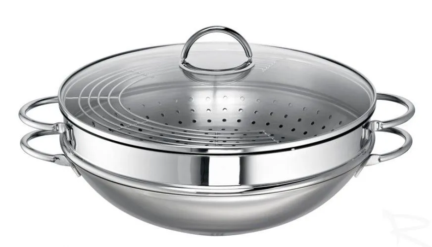 ROHE Ravenna Wok z rusztem / garnek do gotowania na parze 34cm 203101-34