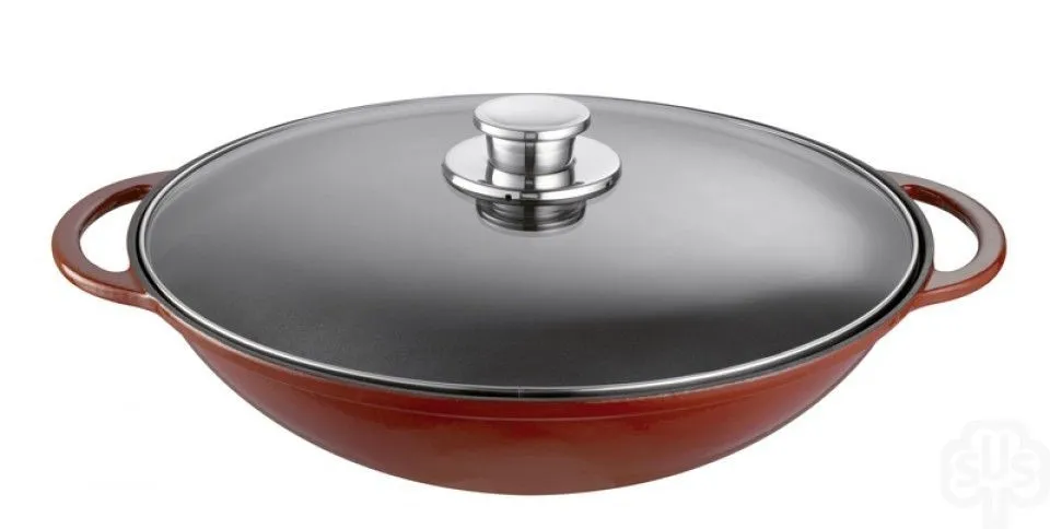 SCHULTE-UFER Wok Rustika czerwony żeliwo 36cm 6,2 l 1662-36 r