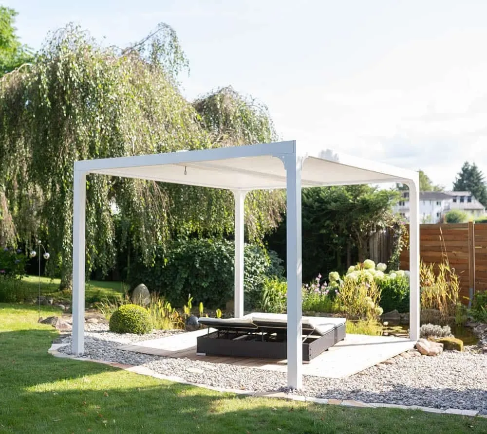 Aluminiowa pergola altanka Novara 10x12 z dachem lamelowym biała 300x360x231 cm