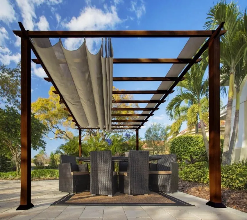 Aluminiowy pawilon ciemny brąz Florence 11x16 ze zintegrowaną markizą 350x505x236 cm