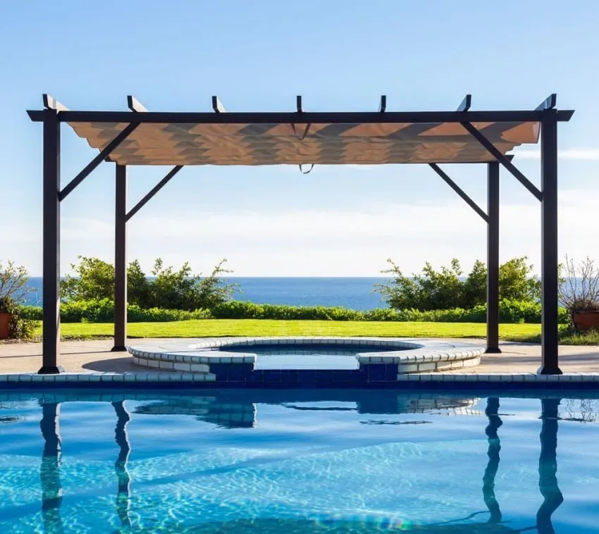 Aluminiowy pawilon Modena 12x20 ze zintegrowaną markizą 360x623x239 cm