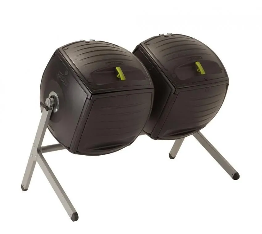 Lifetime Plastikowy kompostownik bębnowy podwójny czarny 380 litrów