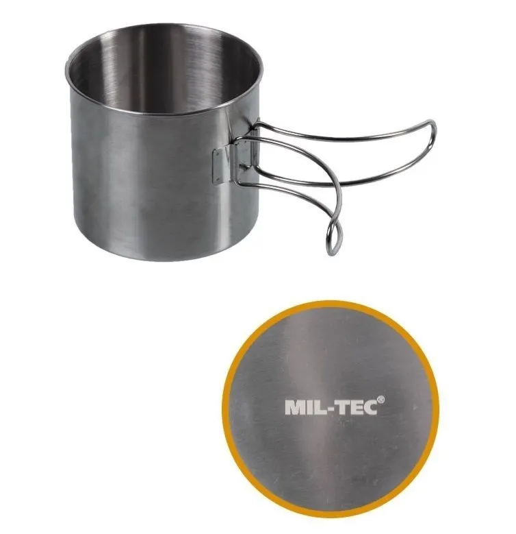 MIL-TEC KUBEK ZE STALI NIERDZEWNEJ 800ML (DRUCIANY UCHWYT)