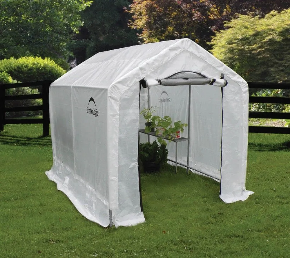 ShelterLogic Szklarnia foliowa z półkami biała 240x180 cm