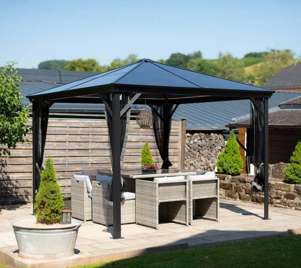 SOJAG Pawilon aluminiowy Altana Verona 10x10 z moskitierą szary 298x298x260 cm