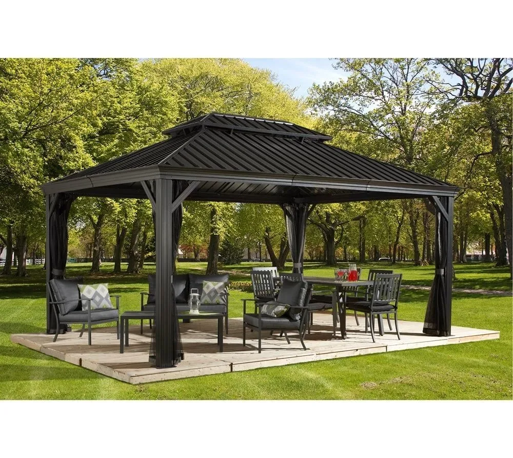 SOJAG Pawilon Aluminiowy Gazebo Messina 12x16 z moskitierą szara 363x483x307 cm