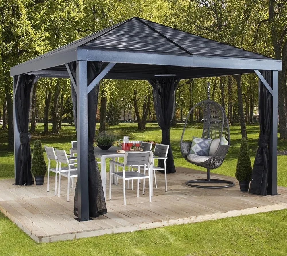 SOJAG Pawilon Aluminiowy South Beach 12x12 z moskitierą szara 363x363x310 cm