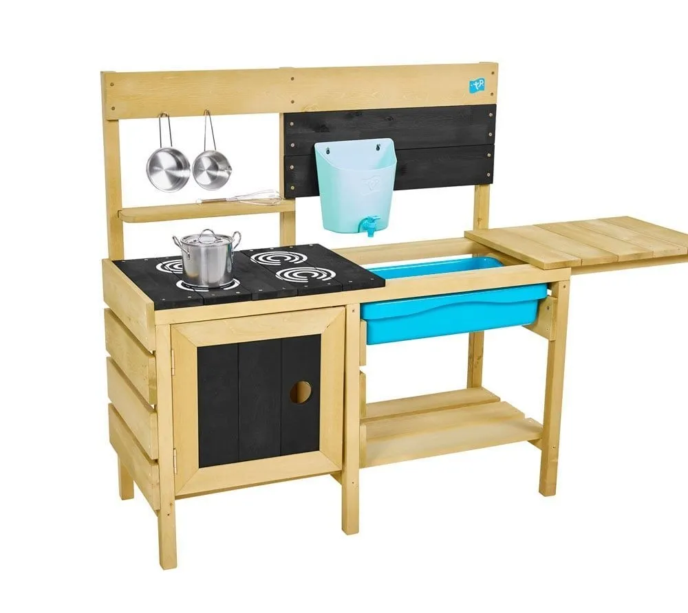 TP Toys kuchnia dla dzieci ze zlewozmywakiem 4 palniki i akcesoria ze stali nierdzewnej