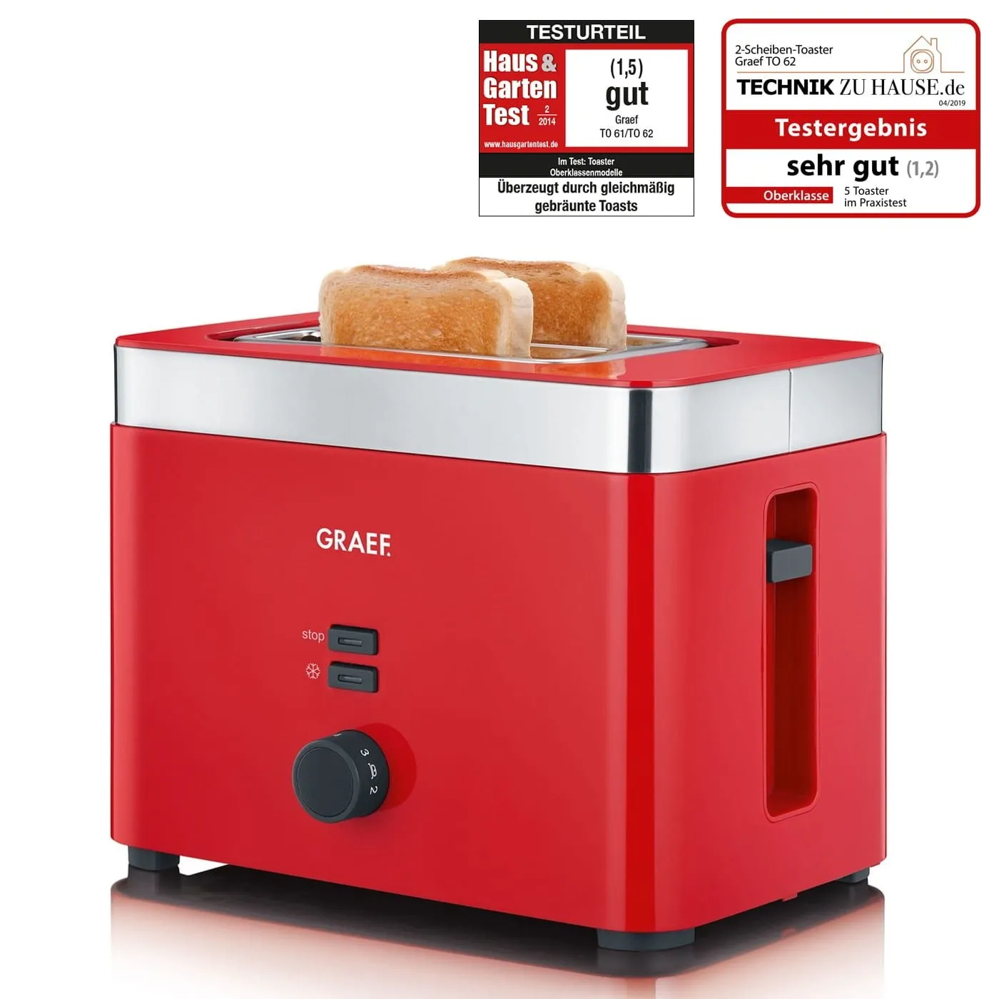 Toster dwukomorowy GRAEF TO 63 czerwony
