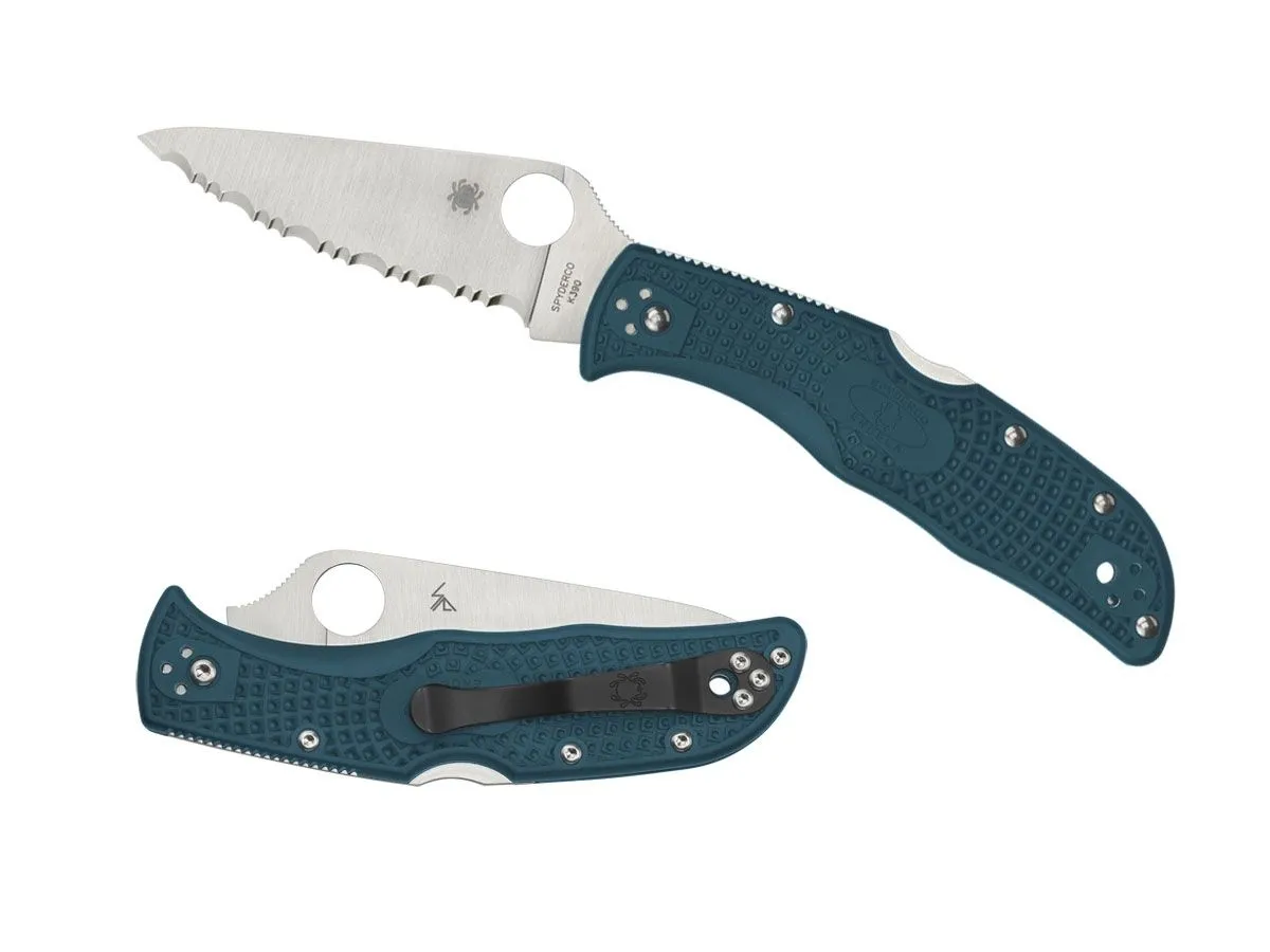 Spyderco ENDELA FRN BLUE K390 SERRATED C243FSK390