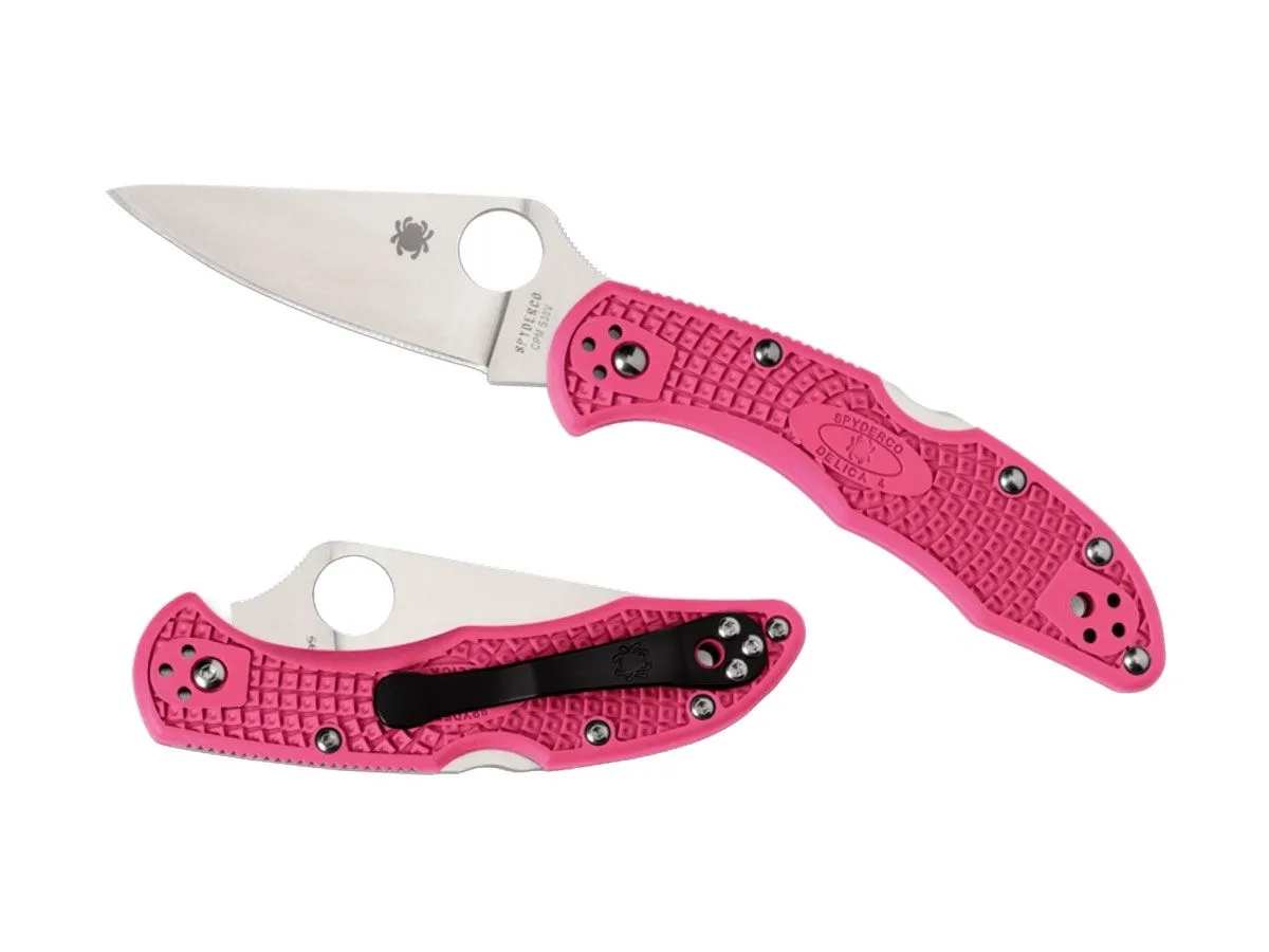 Spyderco DELICA 4 FRN PINK PLAIN C11FPPNS30V