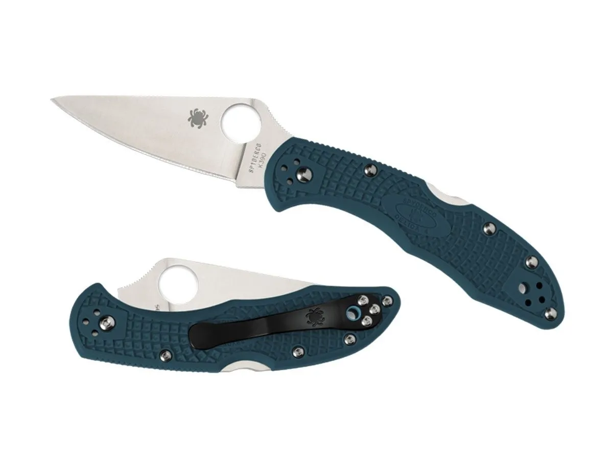 Spyderco DELICA 4 FRN BLUE K390 PLAIN C11FPK390