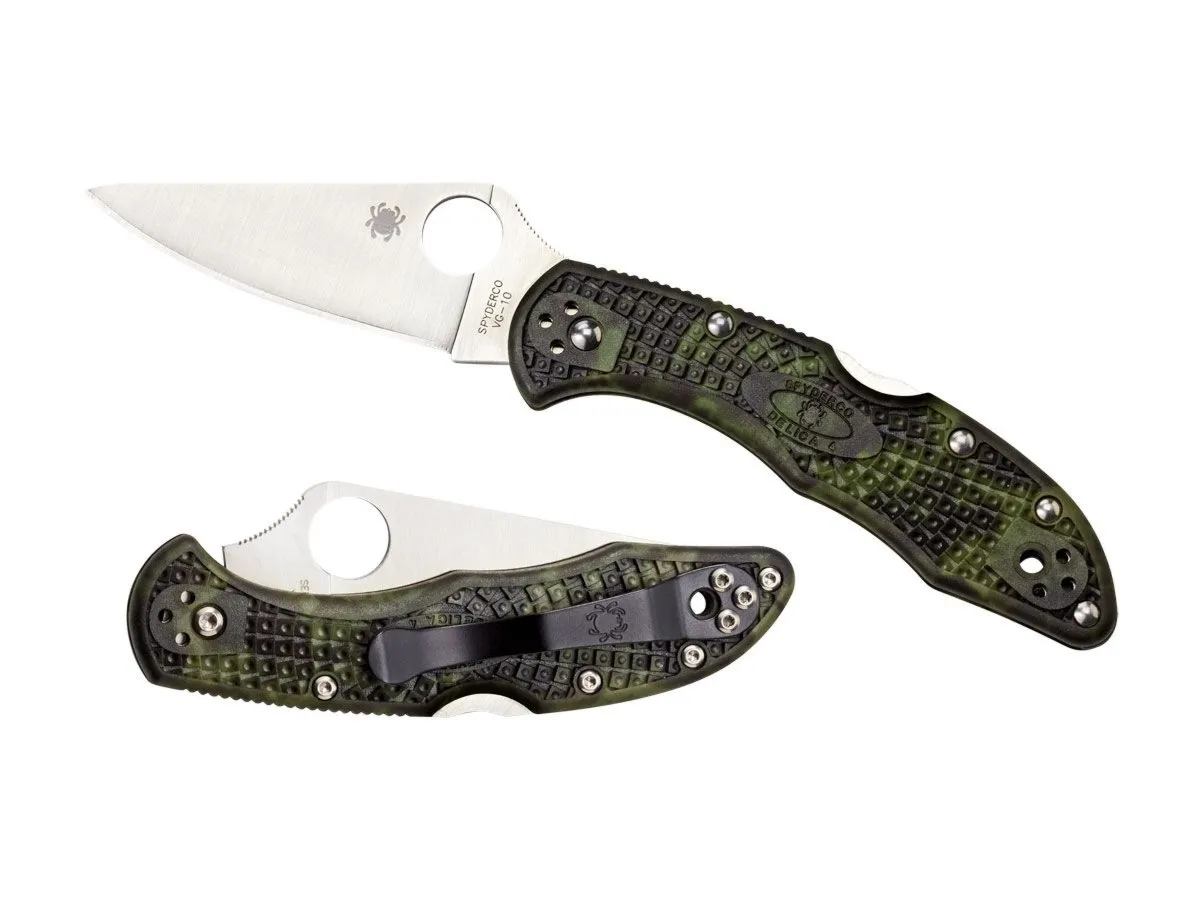 Spyderco DELICA 4 FRN ZOME GREEN FLAT C11ZFPGR