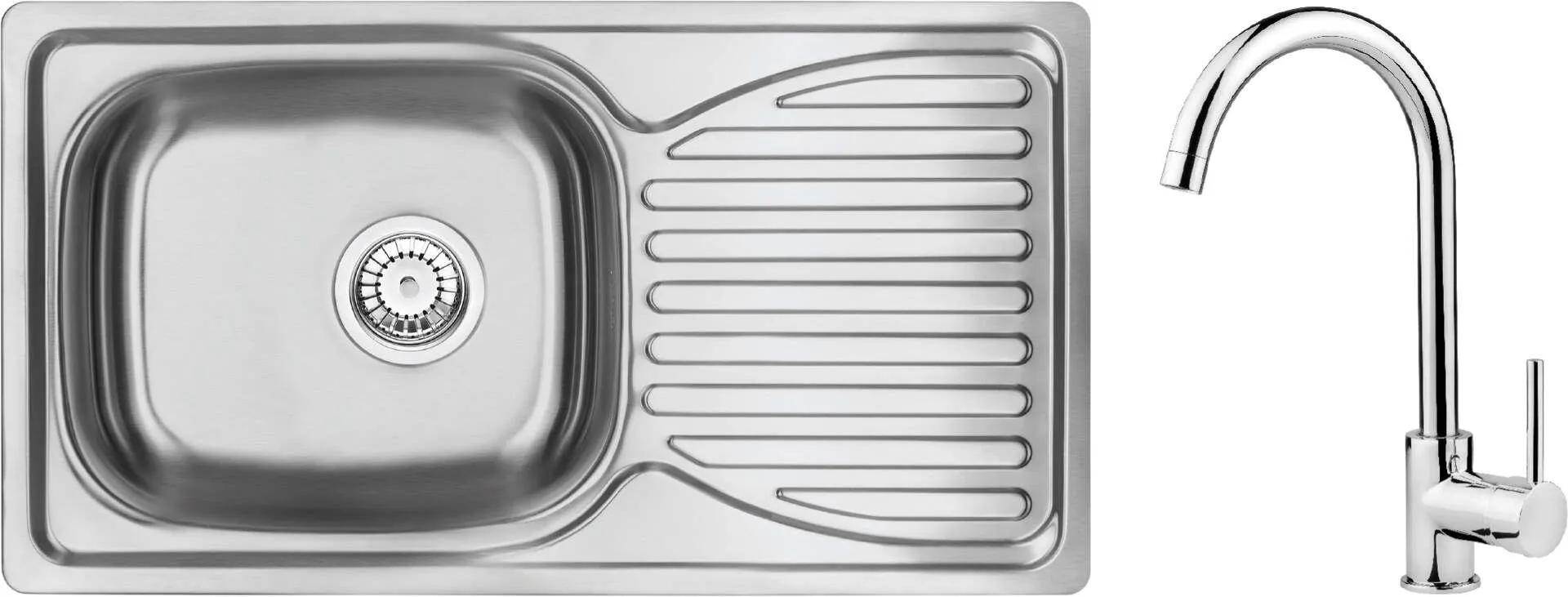 Deante Zlewozmywak stalowy z baterią 1-komorowy z ociekaczem