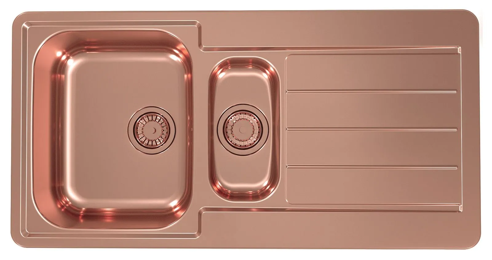 Alveus Monarch LINE 10 MIEDŹ 98x50 1,5k zlew wpuszczany z odpływem zatyczkowym fi 114 z syfonem