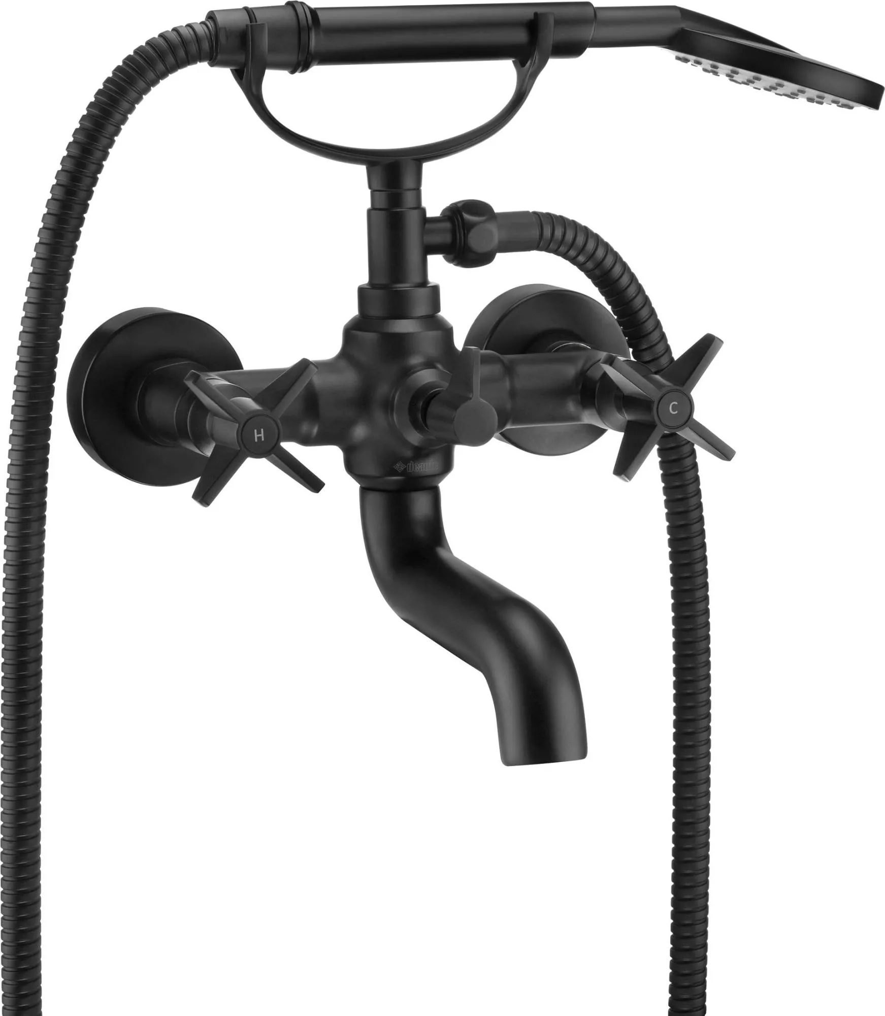 Deante Temisto BQT_N11D Bateria wannowa z zestawem prysznicowym Nero