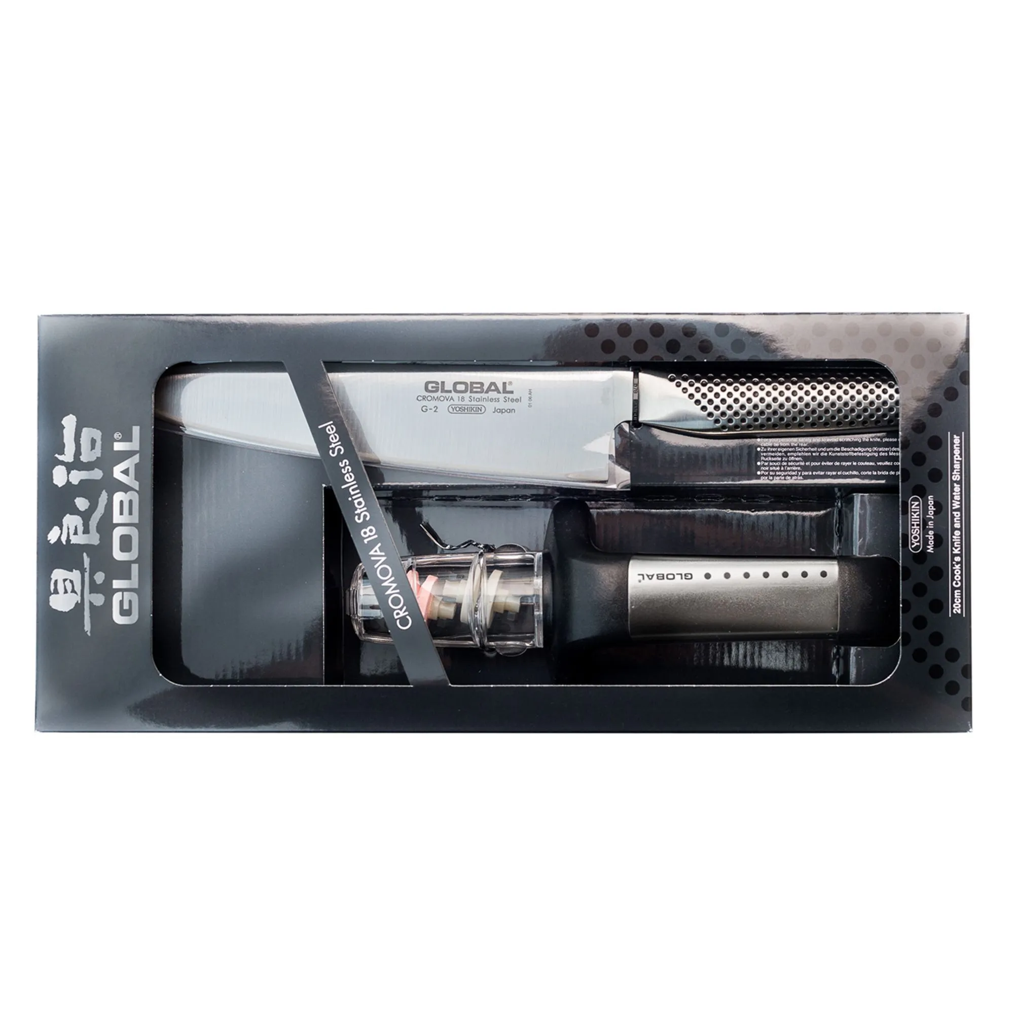 Global G-291/SB Starter: Nóż szefa kuchni G-2 + ostrzałka