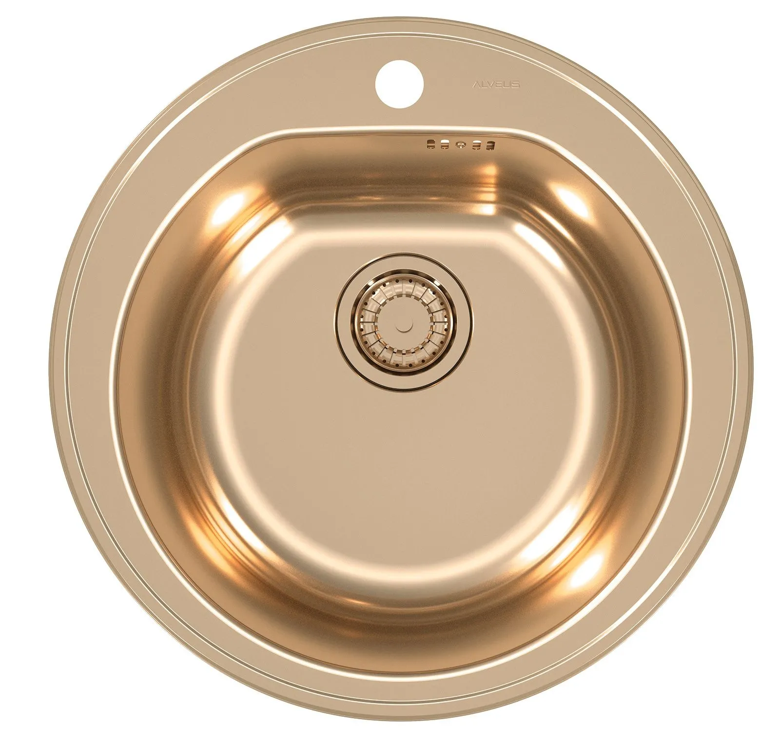 Alveus Monarch FORM 30 BRĄZ  fi51X18,5 1K zlew wpuszczany z odpływem zatyczkowym fi 114 z syfonem