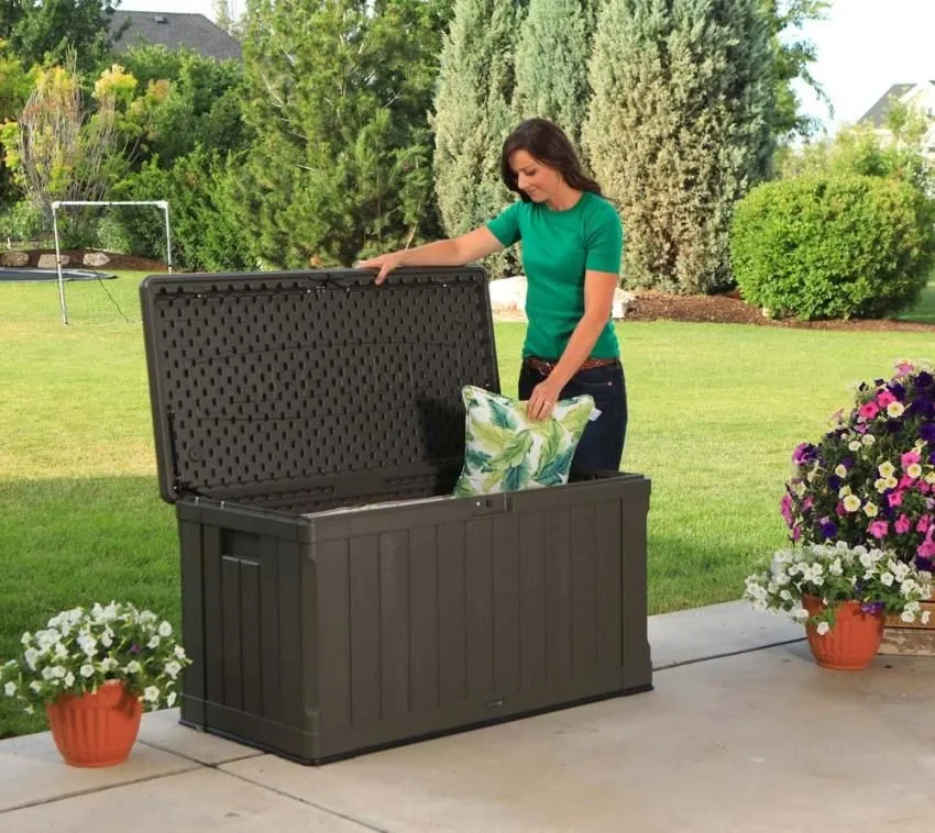 Lifetime Plastikowy schowek na poduszki 440 litrów brązowy 64x128x67cm