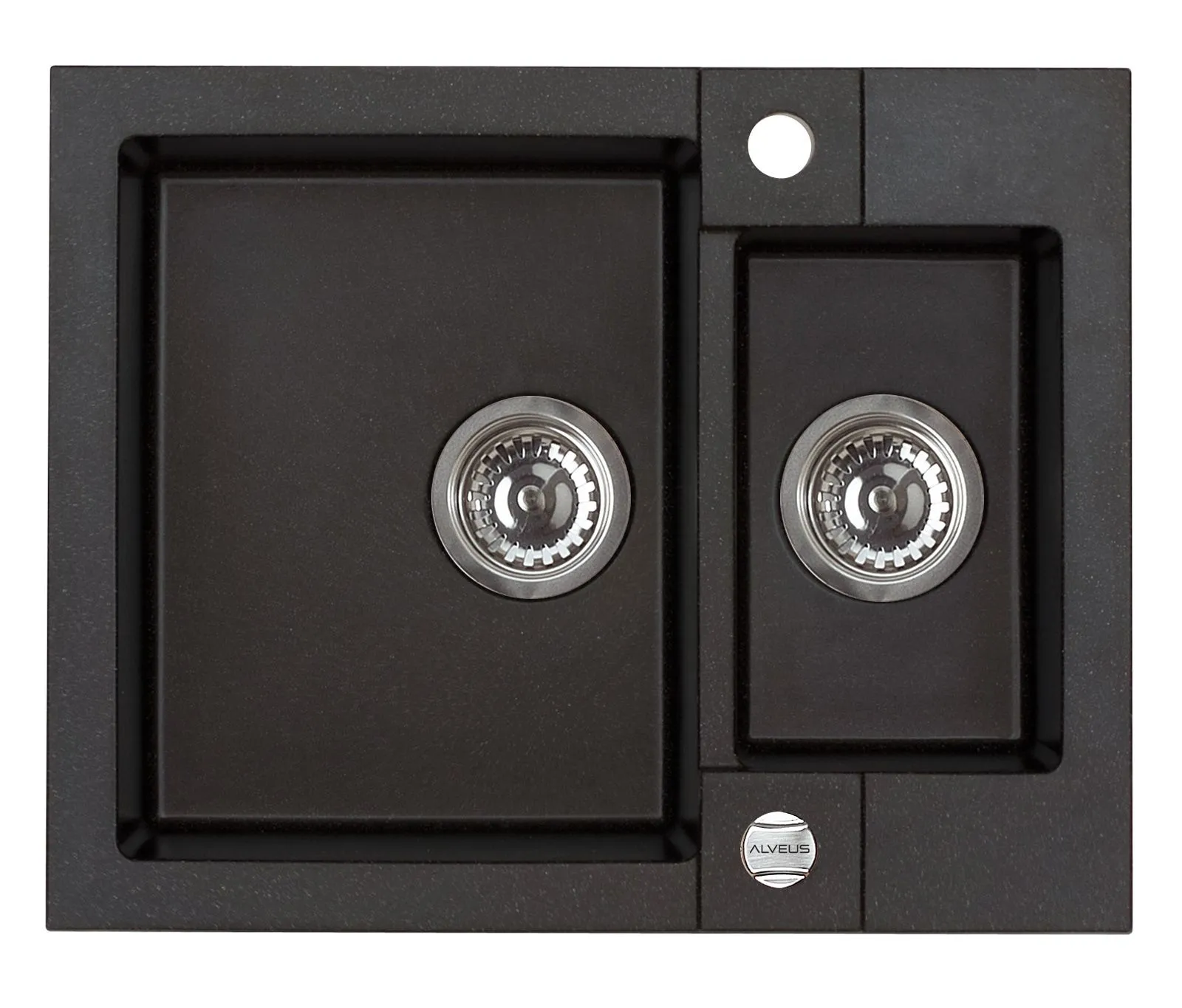 Alveus ROCK 80 kol. 91 czarny (59,5x47,5) zlew Granital 1,5kom. z syfonem POP-UP
