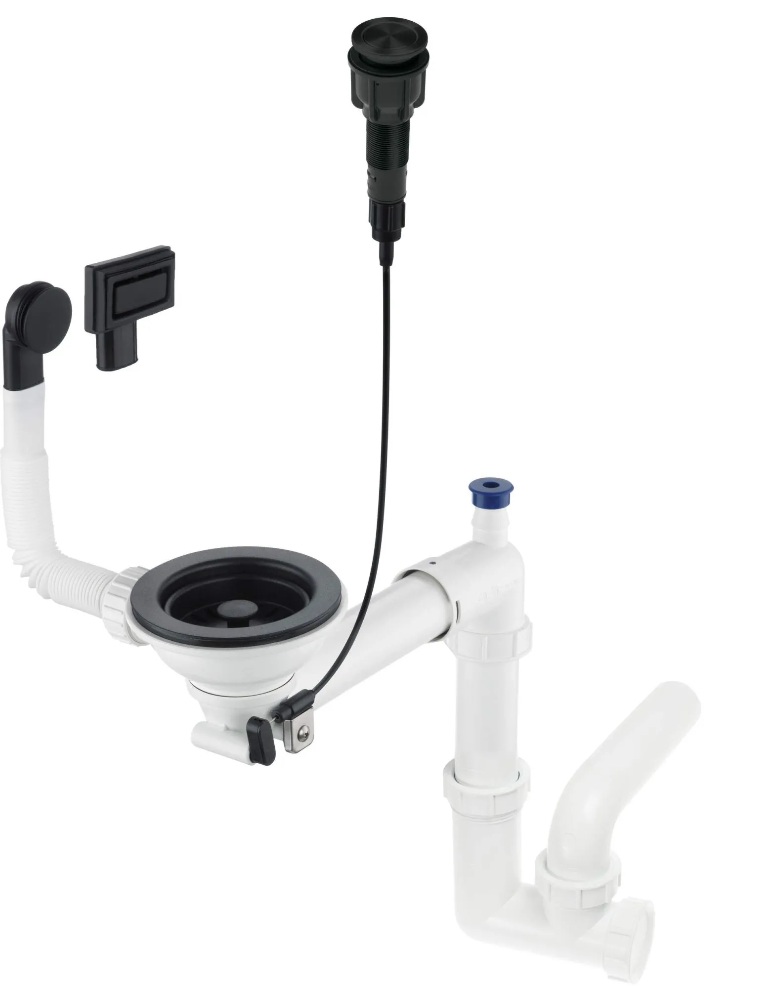 Deante ZXY_N982 Syfon do zlewozmywaka 1-komorowego Czarny prrzycisk