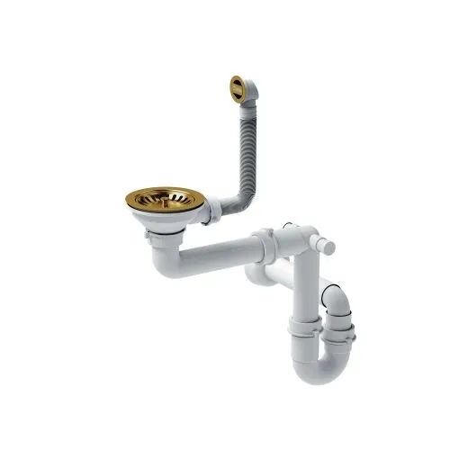 Odpływ zatyczkowy 3 1/2" z syfonem 1-komorowy PVD złoty (GRANIT-pionowy), save space,bez logo, kolekcja Art Impressions