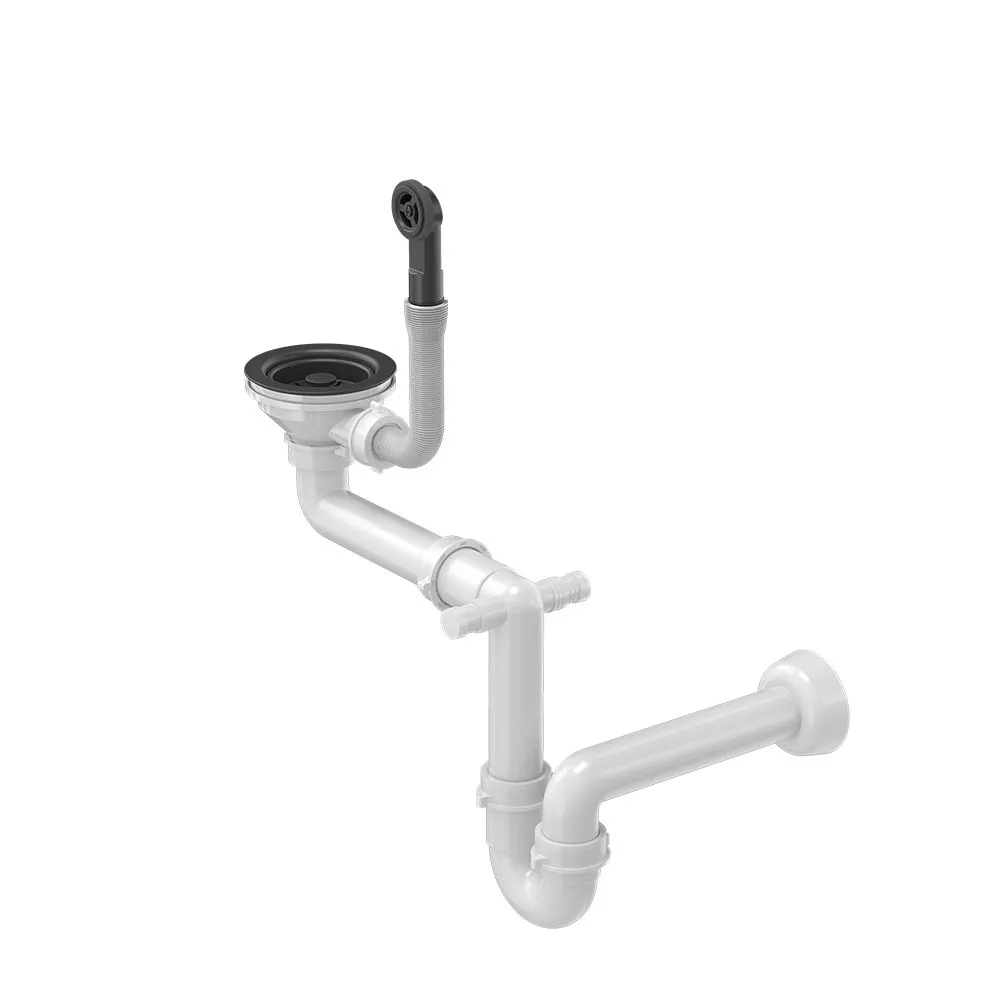 Odpływ zatyczkowy 3 1/2" z syfonem 1-komorowy Power Color pure carbon (GRANIT-pionowy), save space