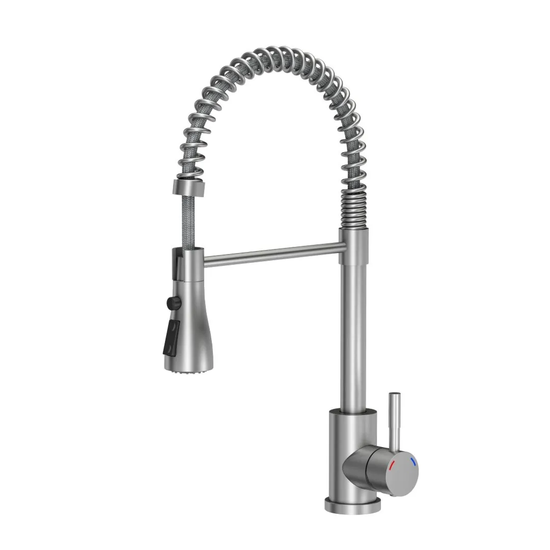 SALMA SteelQ stalowa bateria kuchenna sprężyna stal szczotkowana