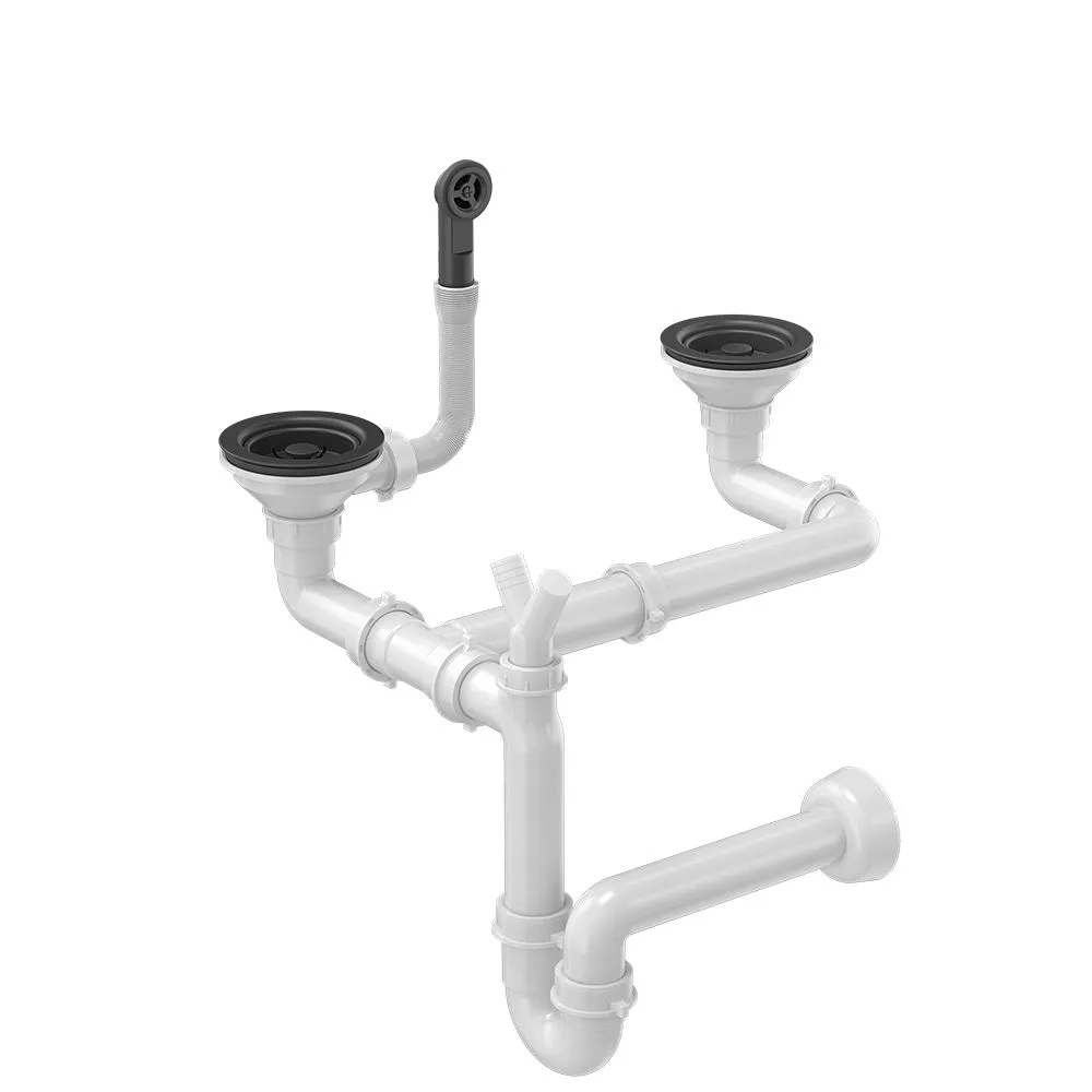 Odpływ zatyczkowy 3 1/2" z syfonem 2-komorowy Power Colour pure carbon (GRANIT-pionowy), save space