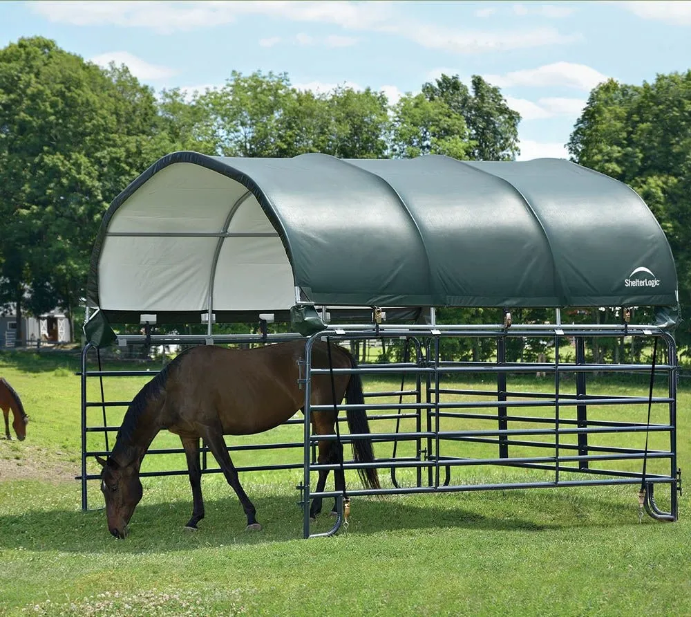 ShelterLogic Zadaszenie namiotu pastwiskowego z folii bez ramy stalowej Zielony 370x370x170cm