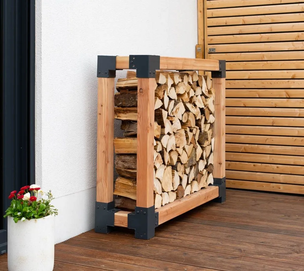 Westmann Stojak na drewno opałowe z drewna modrzewiowego Michel L Natura 138x40x120cm