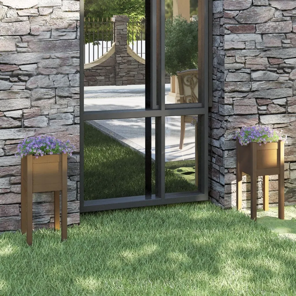 Donice ogrodowe 2 szt. miodowy brąz drewno sosnowe 31x31x70 cm