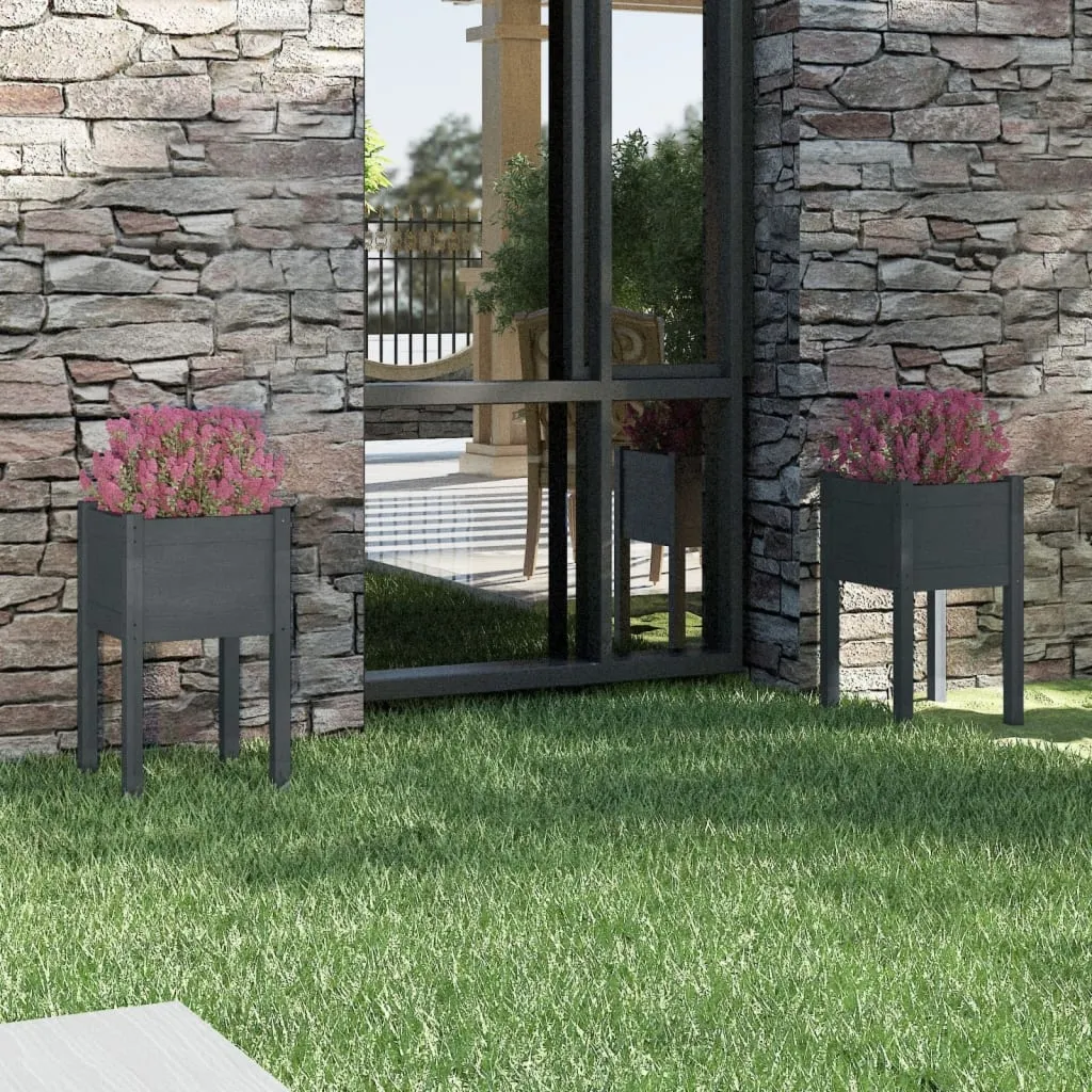 Donice ogrodowe 2 szt. szare drewno sosnowe 40x40x70 cm