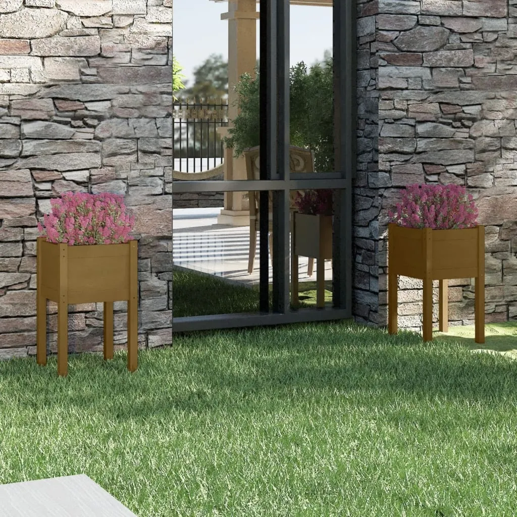 Donice ogrodowe 2 szt. miodowy brąz drewno sosnowe 40x40x70 cm