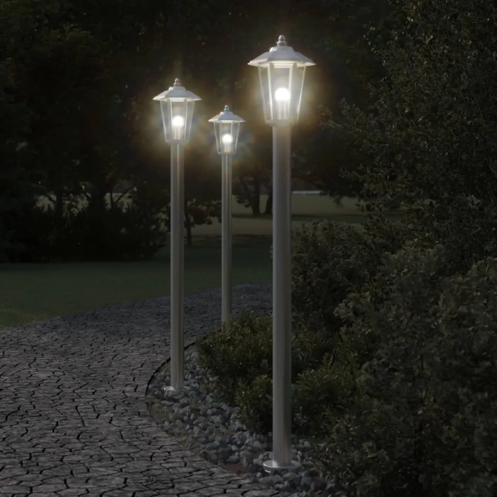 Lampa ogrodowa LED na słupku, srebrna, 120 cm, stal nierdzewna