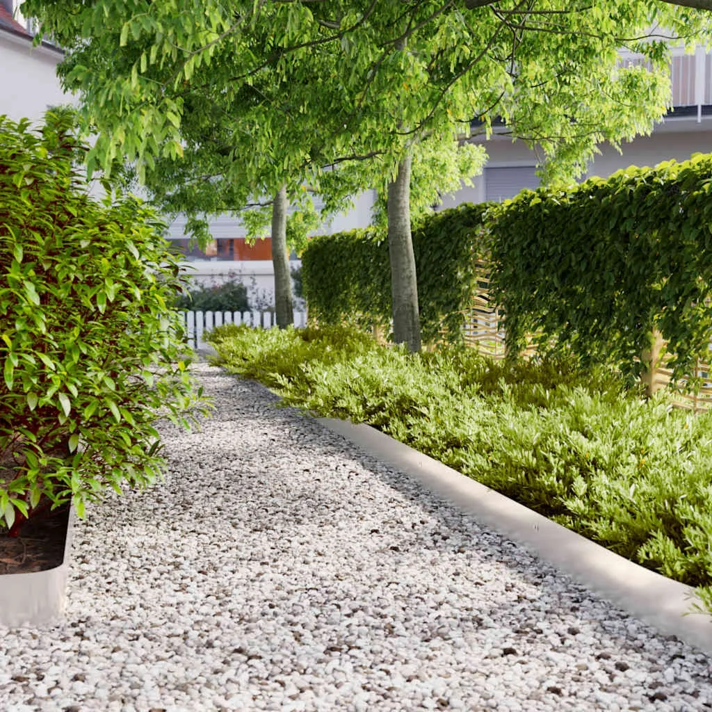 Obrzeża trawnikowe, 10 szt., 15x103 cm, stal nierdzewna