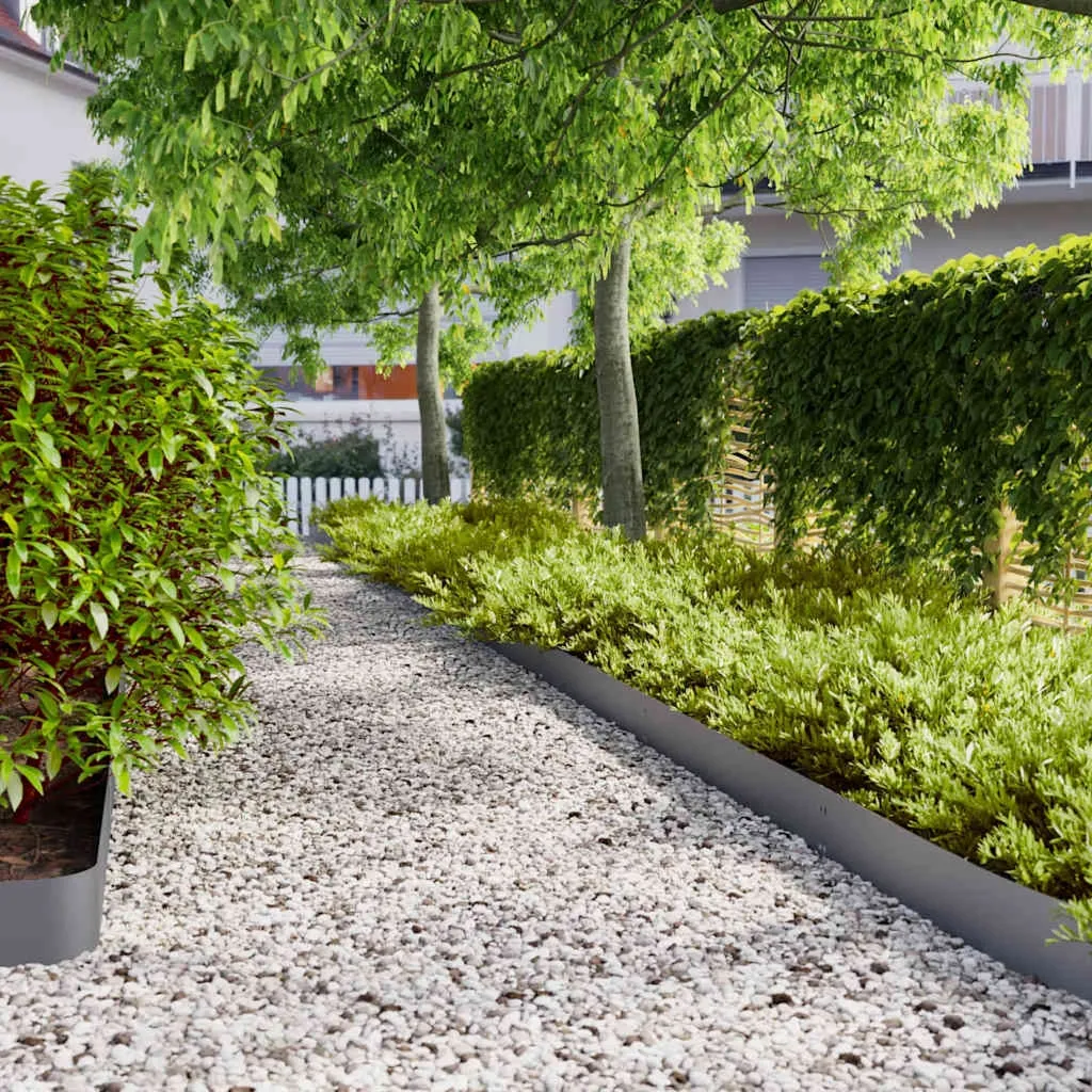 vidaXL Obrzeża trawnikowe 50 szt. Antracyt Stal walcowana na zimno