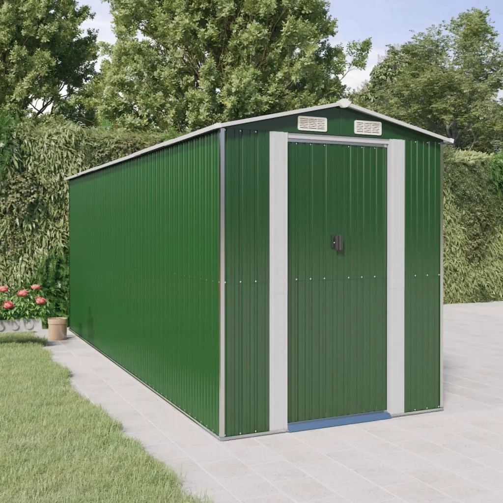 Domek narzędziowy metalowy 192x523 cm 10,0 m² zielony, stal galwanizowana