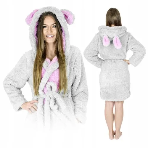 Ciepły pluszowy szlafrok damski myszka